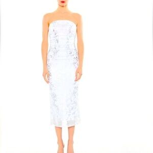 Metallic Burnout Tube Midi Dress